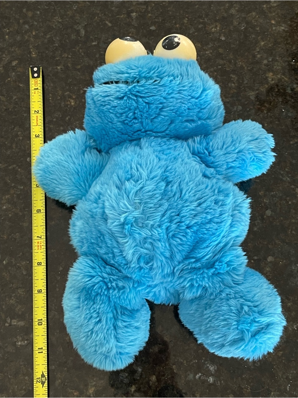 Vintage Blue Plush Cookie Monster Style Stuffed Toy